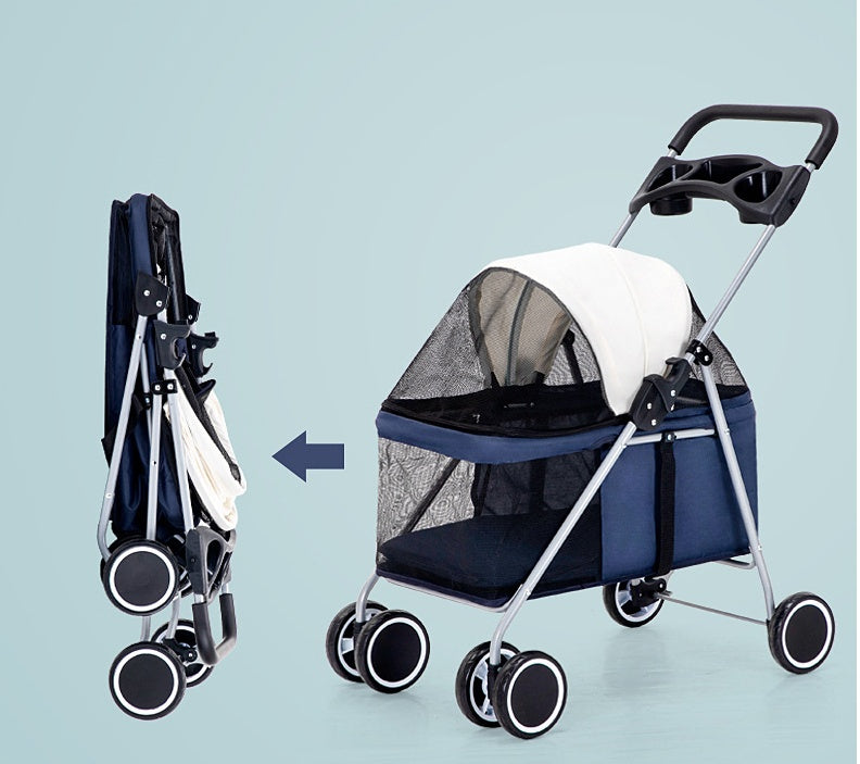 Easy Fold Pet Stroller for Small Dogs & Cats